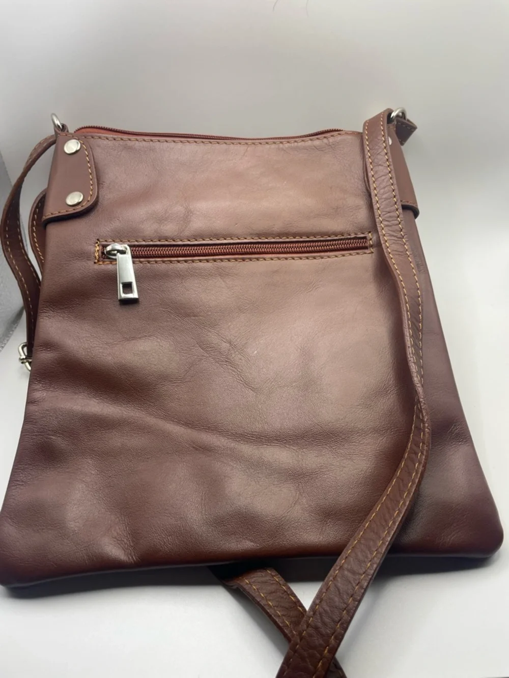 Vera Pelle Brown Leather Crossbody Bag - Classic Women's Shoulder‎ Bag